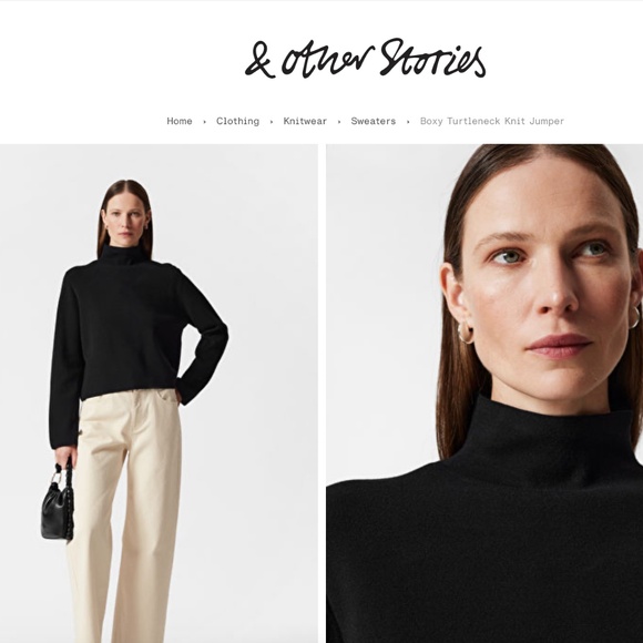 & other stories turtleneck knit sweater - black, size XS - Picture 2 of 6